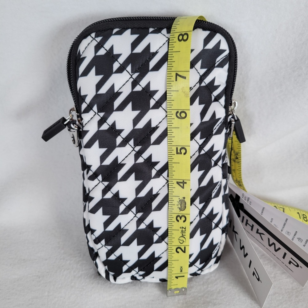 IHKWIP Womens Crossbody Bag The Chit-Chat RFID Houndstooth Size Small Black - Picture 7 of 9